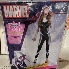 Marvel Ghost-Spider Hooded Catsuit Bodysuit & Mask Set adult Size M 6-8
