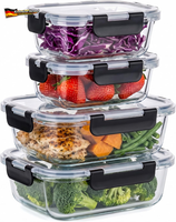 Glas-Frischhaltedosen Set 4 StüCk Mikrowellengeeignet, Auslaufsicher, BPA Frei