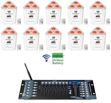 10 Rockville RockWedge LED White Battery Powered Lights Wireless DMX Controller