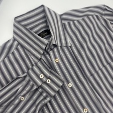 Bugatchi Uomo Men's Striped Long Sleeve Button Down Dress Shirt Size Medium