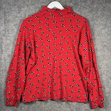 Vintage Womens 90s Mickey Co Red AOP Mickey Mouse Turtleneck Shirt Sz M 20x24