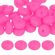50Pcs 14mm Silicone Lentil Beads, Loose Abacus Bead for DIY Rose Red 