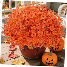 Fall Flowers Artificial for Decoration, Artificial Fall 12 Orange-yellow Leaves