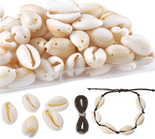 100 Pcs Natural Cowrie Shell Beads for Crafts, Jewelry Making, Hair Adornment -