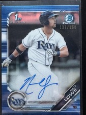 Nate Nathaniel Lowe 2019 1st Bowman Chrome Refractor Blue Auto 137/150. CPA-NL
