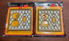 2 Nos Vintage American Tack White Lattice Plug Switch Plates