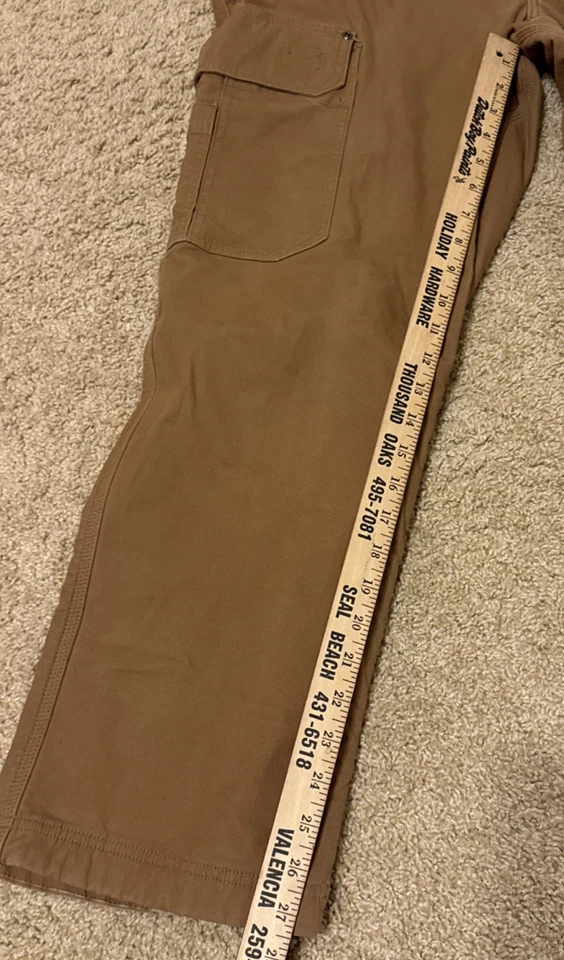 Pantalones cargo Duluth Trading para hombre con manguera contra incendios forrados de vellón calce relajado 36x30 marrón Foto 3 de 4