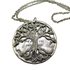 Tree of Life Pendant Necklace Matthew Proverb Fruit Matthew 7:18 Silver Tone