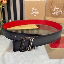 Christian Louboutin Black/Red Men's Belt 3.8cm