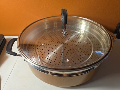 Tramontina Porcelain Enamelware 5.5 Quart Deep Dish Skillet Steamer Cookware 