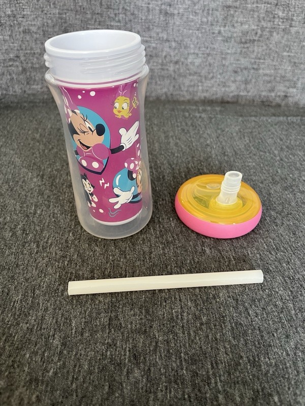 Disney Minnie Mouse Sippy Cup Pink with Straw, Handles, and Lid