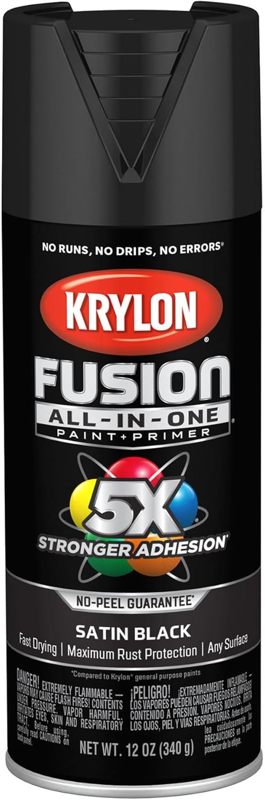 Krylon Fusion All In One Spray Paint 5x stornger 12 Oz, Black
