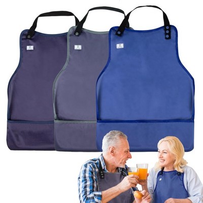 ZINGTERRA Adult Bibs with Crumb Catcher,3Pack 22'' x 17'', Dark Color 