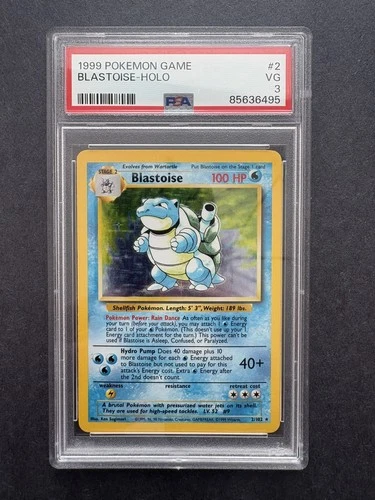 Blastoise PSA 3 1999 Pokemon Game Holo #2 VG *PSA 3*