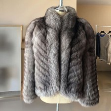 Women's Real Silver Fox Fur Coat Genuine Fur Jacket Winter Thick Luxury Overcoat
