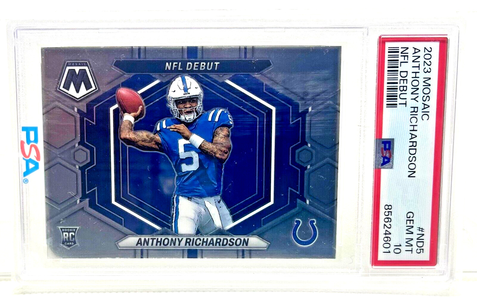 Anthony Richardson ROOKIE - 2023 Panini Mosaic Insert NFL Debut Card #ND5 PSA 10