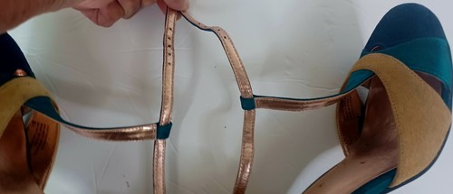 Seychelles Special Edition Colorblock Suede Block Heel T-Strap Pumps 8.5 - Bild 10 von 12