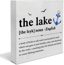 Lake Sign Decor the Lake Definition Wood Block Sign Rustic Summer Home Decoratio