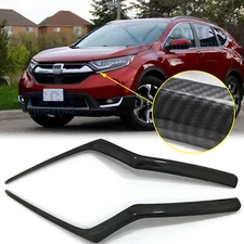 Carbon Fiber Style Grille Headlight Molding Cover Trims For Honda CR-V 2017-2019