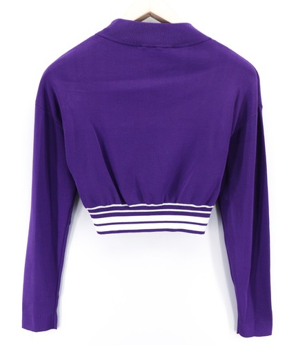 RICHMOND X Women Sweatshirt S Metal Detail Round Neck Violet And White Pullover - Picture 2 of 9