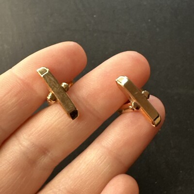 Paire De Boutons De Manchette Art Nouveau Cubique - Plaqué Or 18 Carats (750)