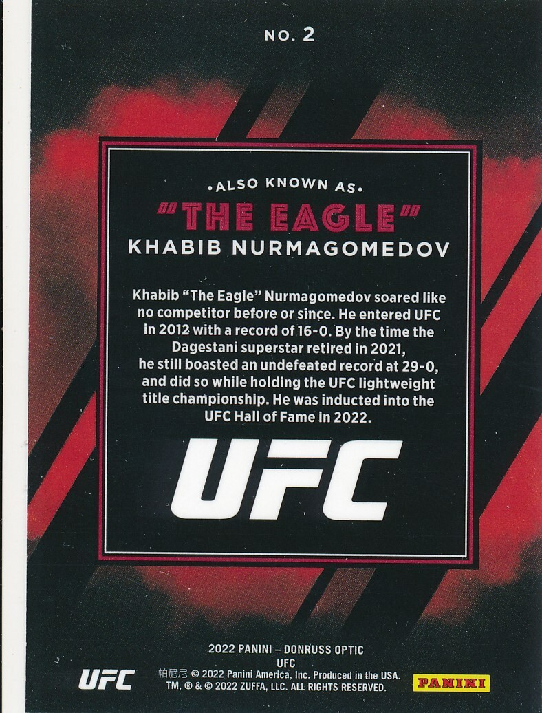 Carte De Collection Khabib Nurmagomedov - Édition Red Hot - Authentifiée Beckett (BAS COA) - UFC