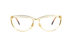 Unique Club LA 6107 Womens Vintage Fancy Cat Eye Gold Metal Eyeglasses Italy NOS