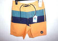NWT HOLLISTER MENS MULTI ORANGE STRIPE ICONIC CLASSIC FIT SWIM BOARD SHORTS 28