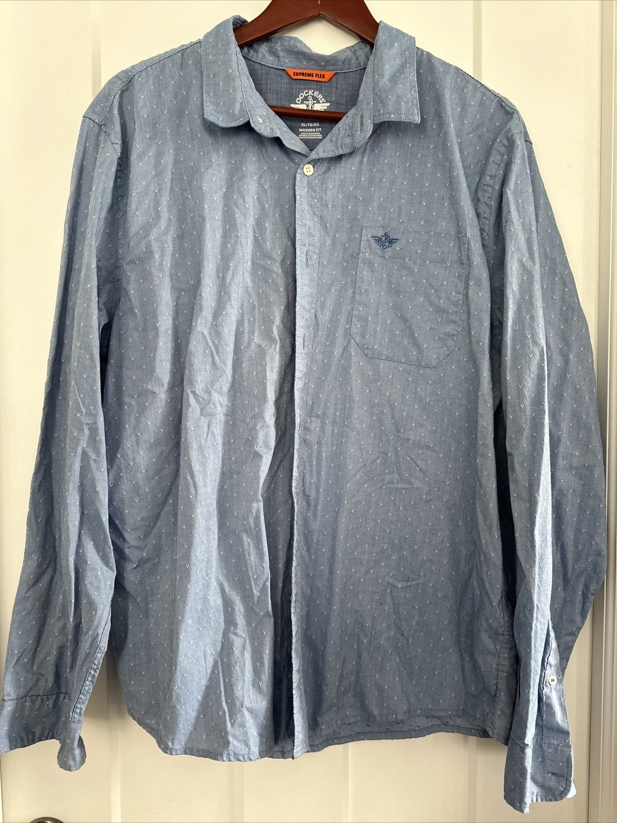 Chemise habillée Dockers Supreme Flex XL denim bleu design coupe moderne été léger