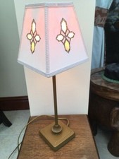 Simple Style Table Lamp in Bronze metal with Cut Out Design Shade Beige Colour