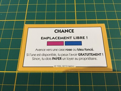 Hasbro Gaming Free Glück Card Pink Blau Ersatzteil Monopoly Junior #A65