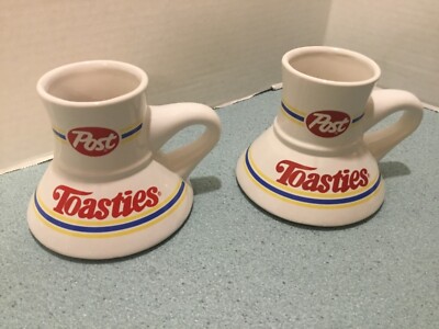 (2) Vintage Post Toasties Travel-No Slip Coffee Mugs