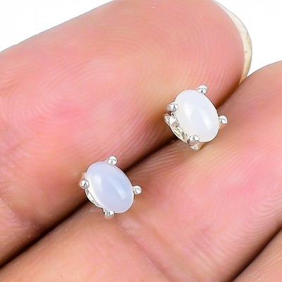 Regenbogen Mondstein Edelstein Ohrstecker Mutter Trendy Ohrringe Schmuck Massiv Silber