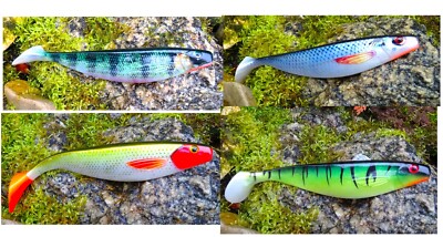 Gummifisch Shad Soft 3D 23 cm 4 Farben Wels Hecht Gummifische Jigkopf 18-80g 8/0