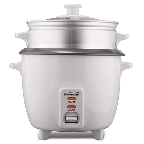 Brentwood 8 Cup Rice Cooker / Non-Stick w Steamer in White