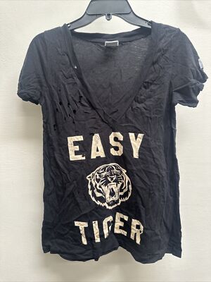 Rebel Yell Black short sleeve V-neck T-shirt ''EASY TIGER'' size small