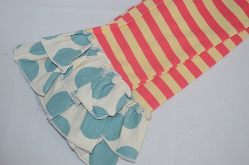NWT Giggle Moon Girls Size 7 Dress Leggings Set Stripes Floral Blue Ruffle USA - Picture 8 of 8