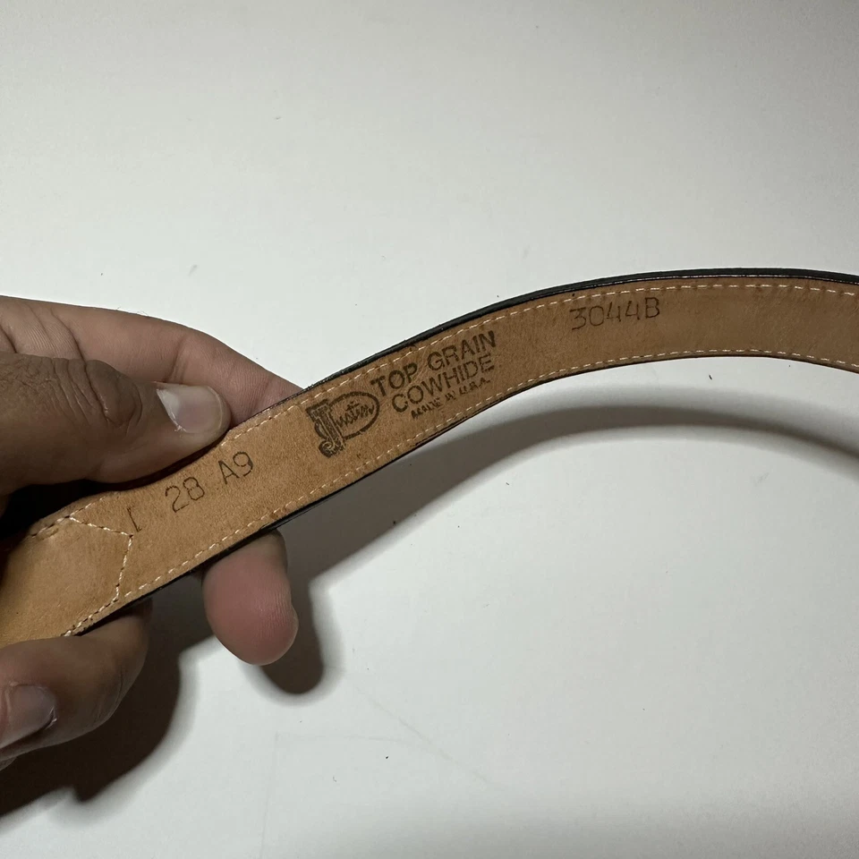 Justin Women Size 28 Navy Blue Top Grain Cowhide Leather Belt Western USA 3044B - Image 4 of 4