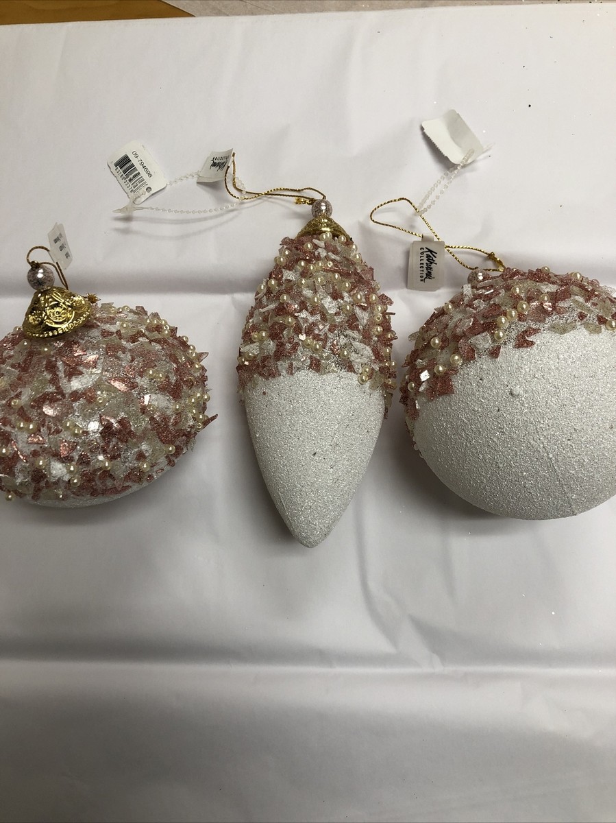 【CTHY】HIGH-END JEWELRY ORNAMENT Set of 3 Katherine's Collection Pink White Gold Encrusted