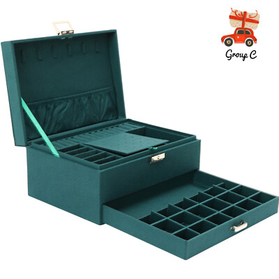 3 Ebenen Schmuckbox Organizer exquisite Ring Ohrring Halskette Aufbewahrungsbox