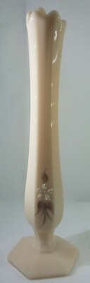 Fenton Swung Glossy Glass Hand Painted Daisys Vase Signed Artist L. McClair 1979