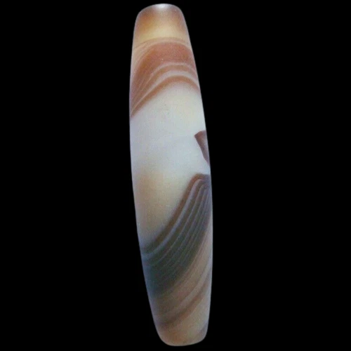 Ciondolo amuleto perline strisce misteriose supreme agata Indonesia antica unico D2