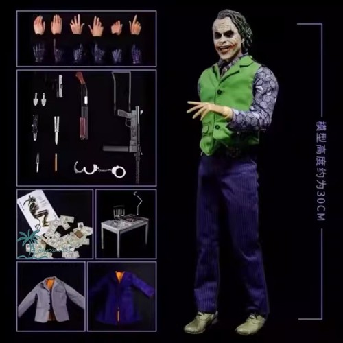 IN US!! The Dark Knight Heath Ledger Joker 1/6 Cloth Movable Figurine Collection - Picture 4 of 13
