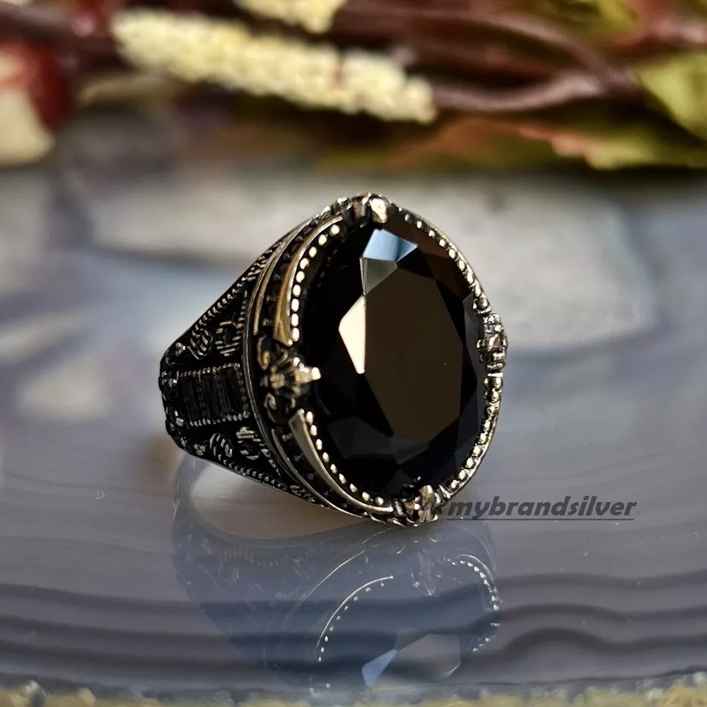 Source Onyx engraved stone men jewelry 925 sterling silver ring turkey on  m.