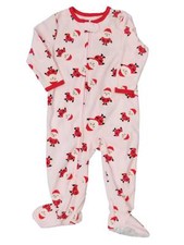 Carters Infant Girls Pink Fleece Santa Sleeper Holiday Christmas Pajamas 24M
