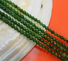 4mm Faceted Natural Green Jade Round Gemstone Loose Beads 15" Strand