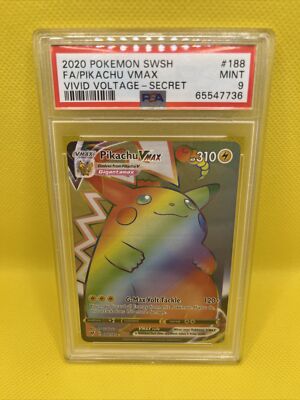 PSA 9 Pikachu VMAX Rainbow Rare #188 2020 Pokemon Sword & Shield