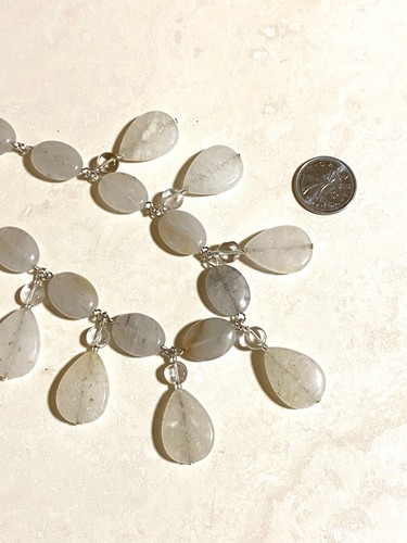 Natural Genuine Gemstone, Tourmalinated Quartz Chandelier Drop Necklace - Picture 14 of 15