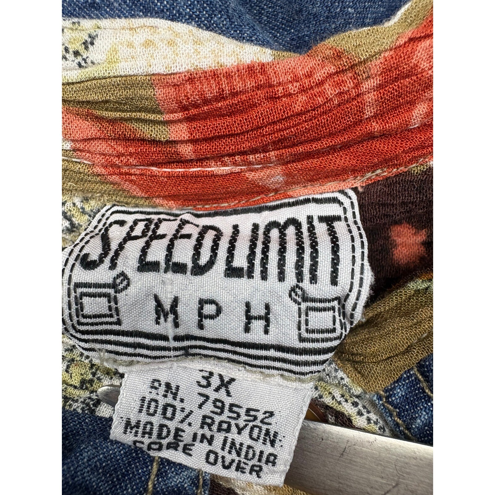 Speed Limit Floral Patchwork Button Down Denim Co… - image 3