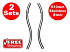 2 SETS ENTRANCE DOOR HANDLE PULL SET STAINLESS STEEL 610mm LONG CURVE S SHAPE